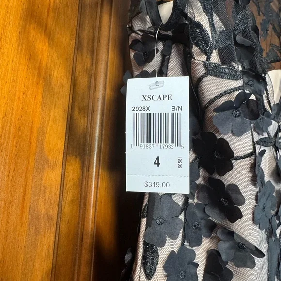 New never worn Black Floral Appliqué evening gown with Nude Lining. Gorgeous! - Picture 3 of 5